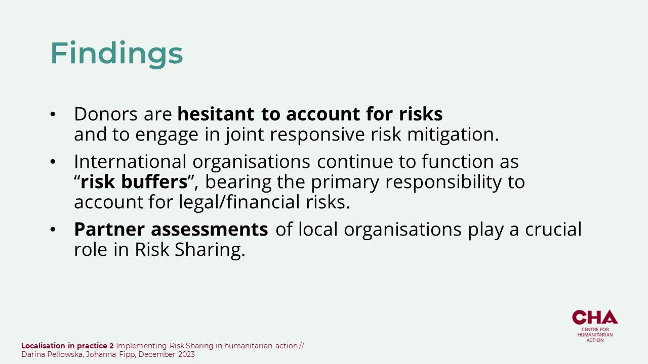 Location Sharing Risks Localisation in practice II: Implementing Risk Sharing in humanitarian ...